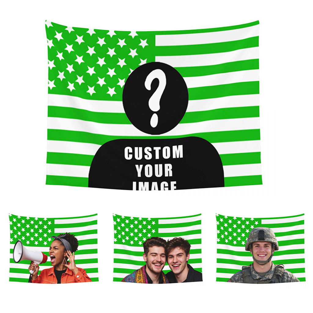 Custom Photo Tapestry – Personalized Flag Wall Hanging, Unique Photo Gift for Couples, Friends & Pet Lovers