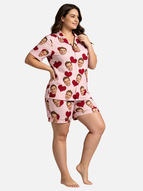 Custom Face Pajama Set with Hearts