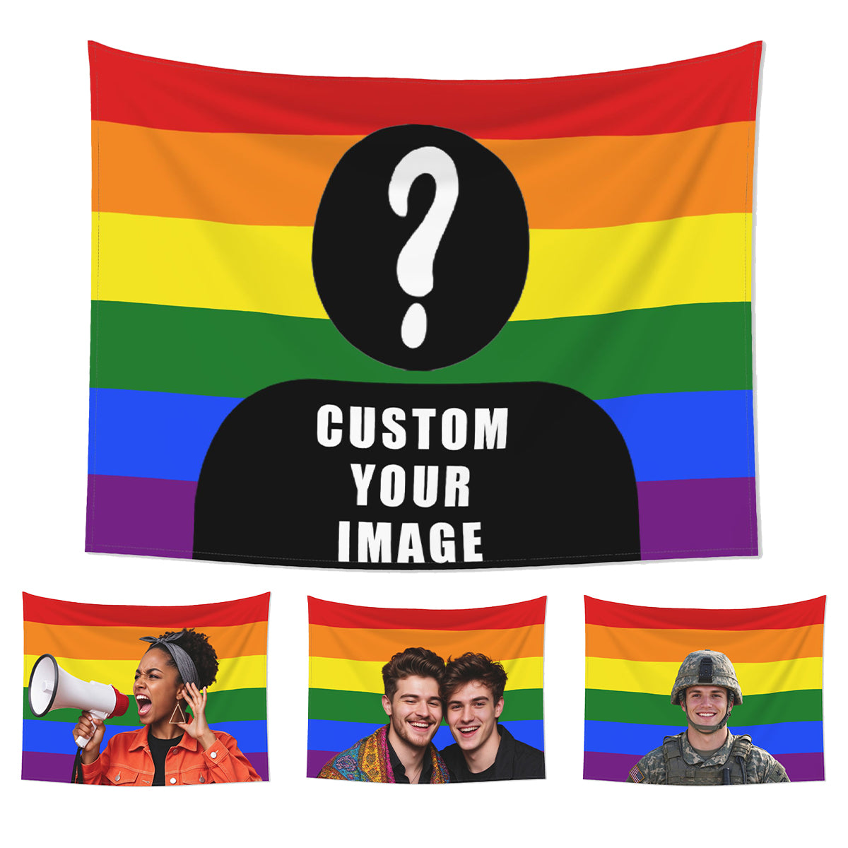 Personalized Custom Photo Tapestry Wall Hanging – 4 Flag Designs, Print Your Own Picture, Custom Wall Decor for Bedroom Dorm Living Room
