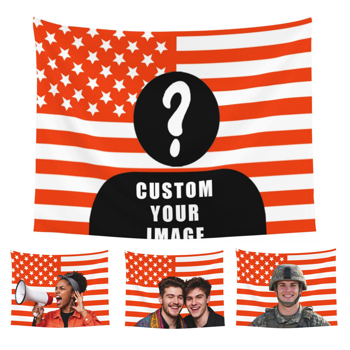 Custom Photo Tapestry – Personalized Flag Wall Hanging, Unique Photo Gift for Couples, Friends & Pet Lovers