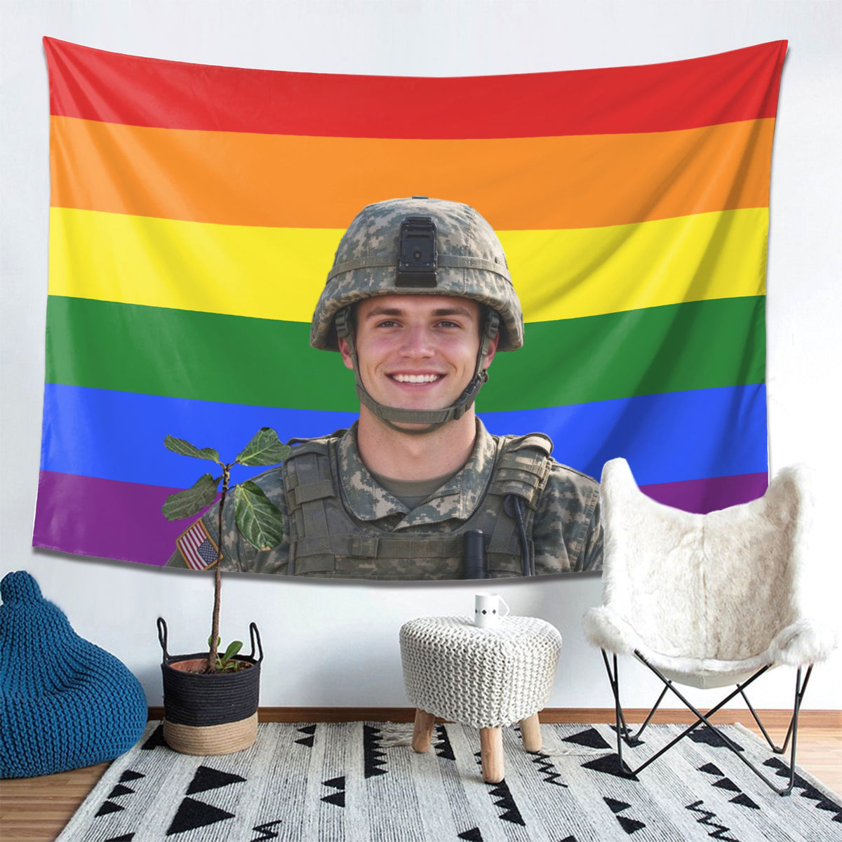 Personalized Custom Photo Tapestry Wall Hanging – 4 Flag Designs, Print Your Own Picture, Custom Wall Decor for Bedroom Dorm Living Room