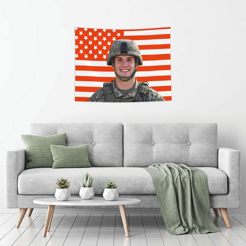 Custom Photo Tapestry – Personalized Flag Wall Hanging, Unique Photo Gift for Couples, Friends & Pet Lovers