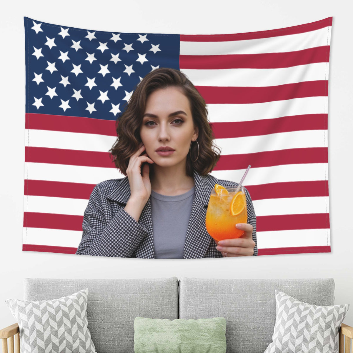 Personalized Custom Photo Tapestry Wall Hanging – 4 Flag Designs, Print Your Own Picture, Custom Wall Decor for Bedroom Dorm Living Room