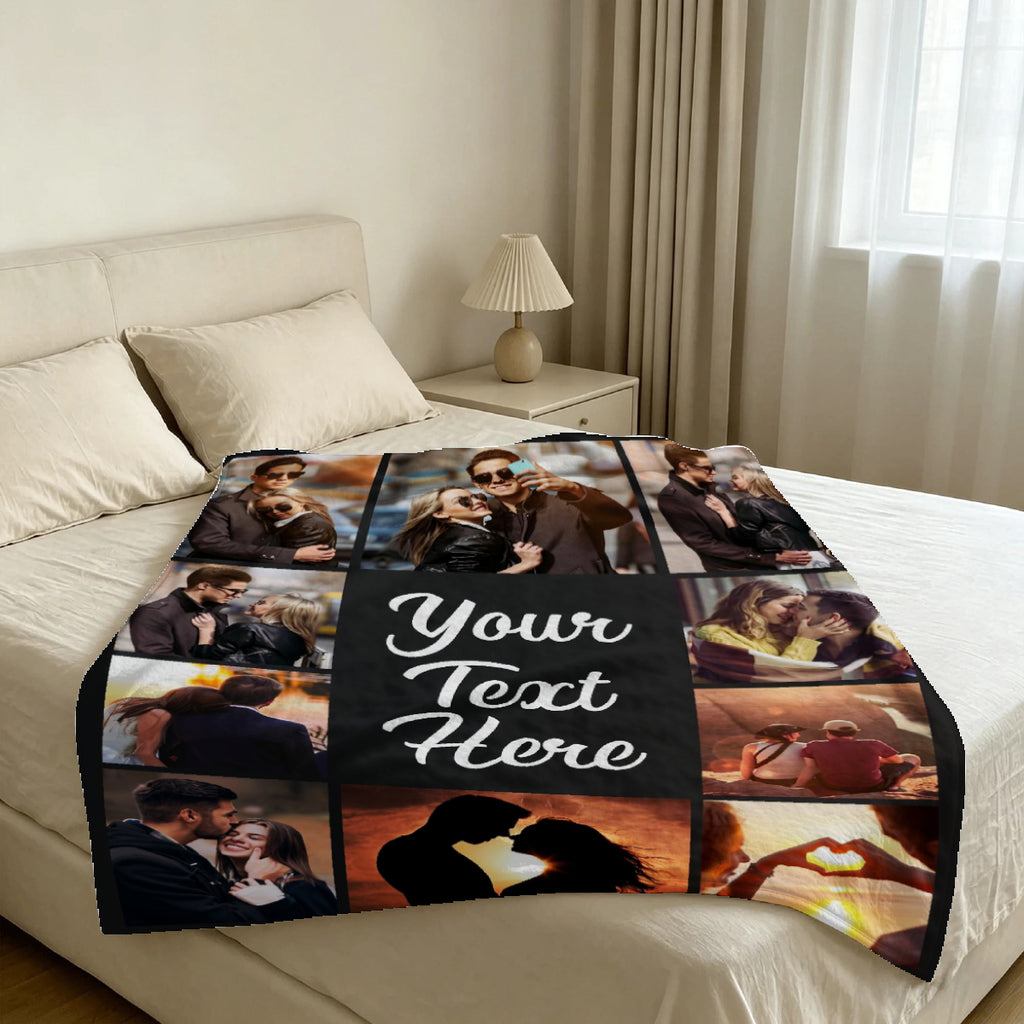 Custom Blanket Throws with Photos Text Personalized with Picture Customizable, Customize for Mom, Dad, Couple, Girlfriend, Boyfriend, Husband & Wife
