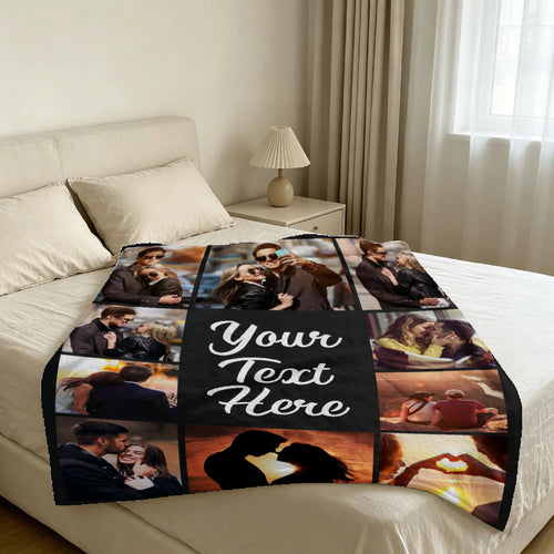 Custom Blanket Throws with Photos Text Personalized with Picture Customizable, Customize for Mom, Dad, Couple, Girlfriend, Boyfriend, Husband & Wife