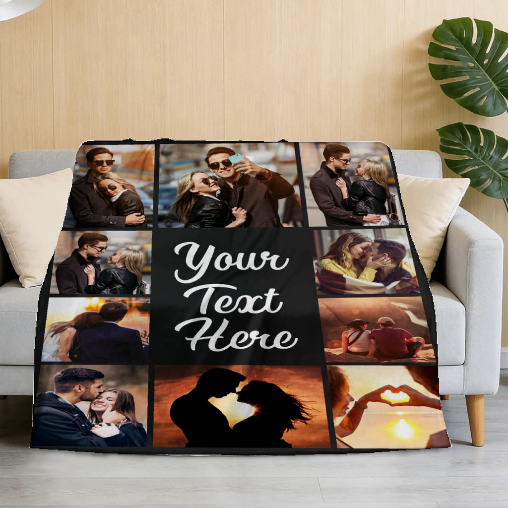 Custom Blanket Throws with Photos Text Personalized with Picture Customizable, Customize for Mom, Dad, Couple, Girlfriend, Boyfriend, Husband & Wife