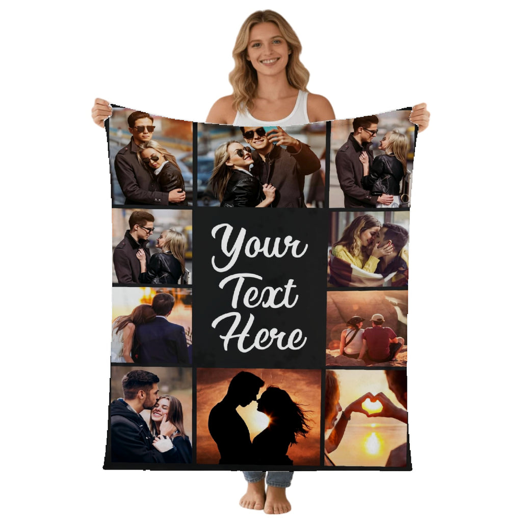 Custom Blanket Throws with Photos Text Personalized with Picture Customizable, Customize for Mom, Dad, Couple, Girlfriend, Boyfriend, Husband & Wife