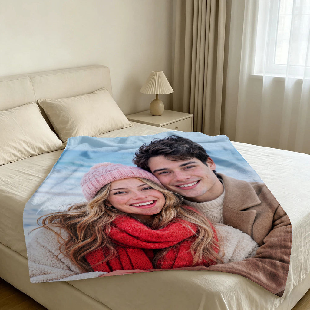 Custom Blanket Throws with Photos Text Personalized with Picture Customizable, Customize for Mom, Dad, Couple, Girlfriend, Boyfriend, Husband & Wife