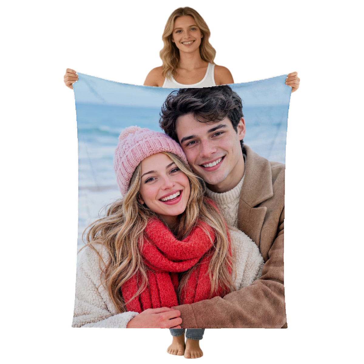 Custom Blanket Throws with Photos Text Personalized with Picture Customizable, Customize for Mom, Dad, Couple, Girlfriend, Boyfriend, Husband & Wife