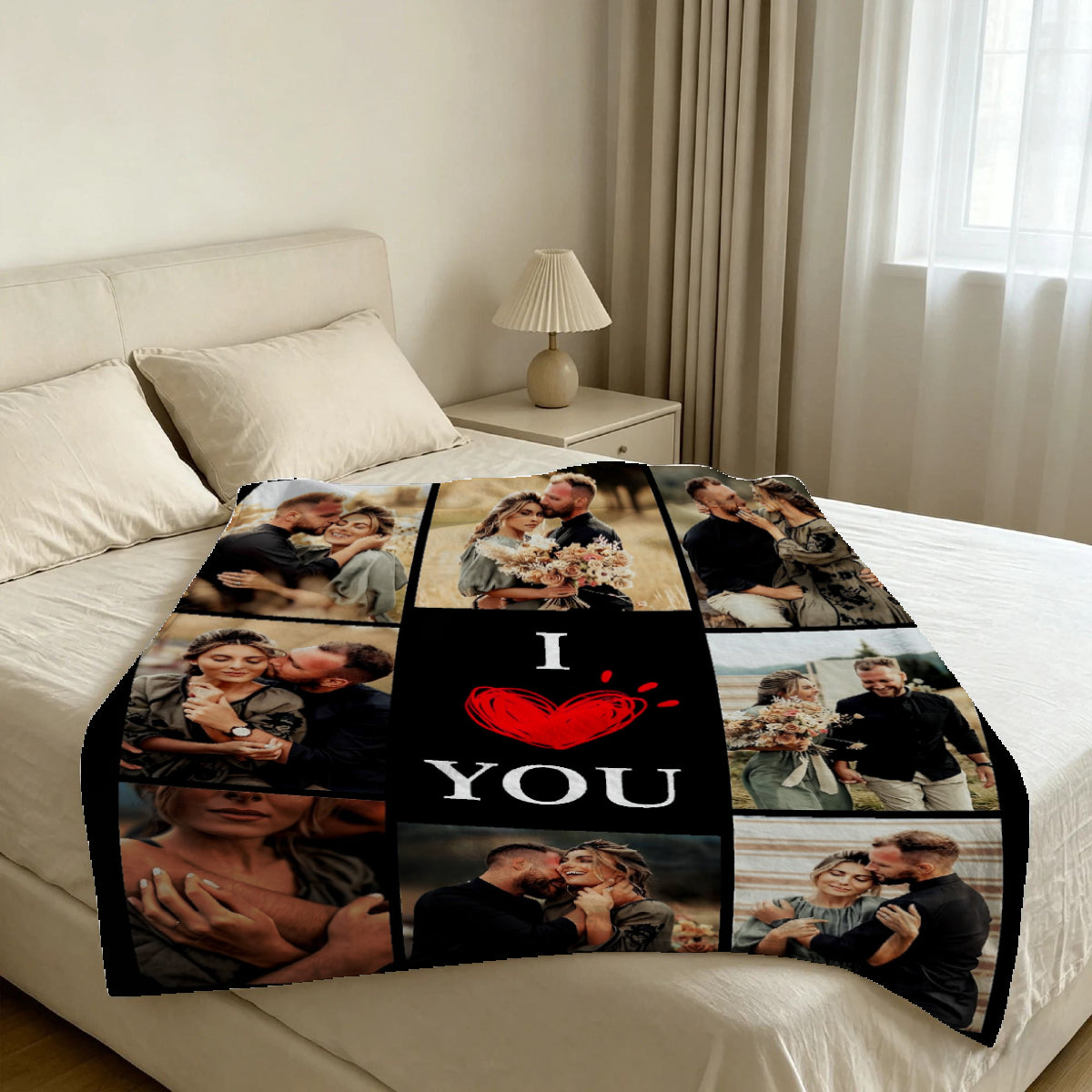 Custom Blanket Throws with Photos Text Personalized with Picture Customizable, Customize for Mom, Dad, Couple, Girlfriend, Boyfriend, Husband & Wife