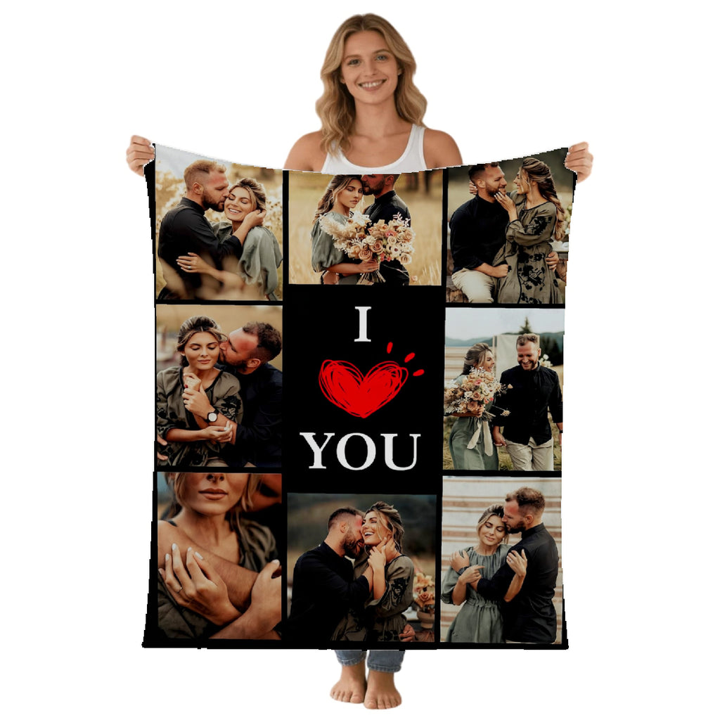 Custom Blanket Throws with Photos Text Personalized with Picture Customizable, Customize for Mom, Dad, Couple, Girlfriend, Boyfriend, Husband & Wife