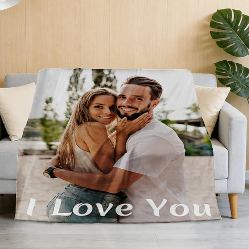Custom Blanket Throws with Photos Text Personalized with Picture Customizable, Customize for Mom, Dad, Couple, Girlfriend, Boyfriend, Husband & Wife
