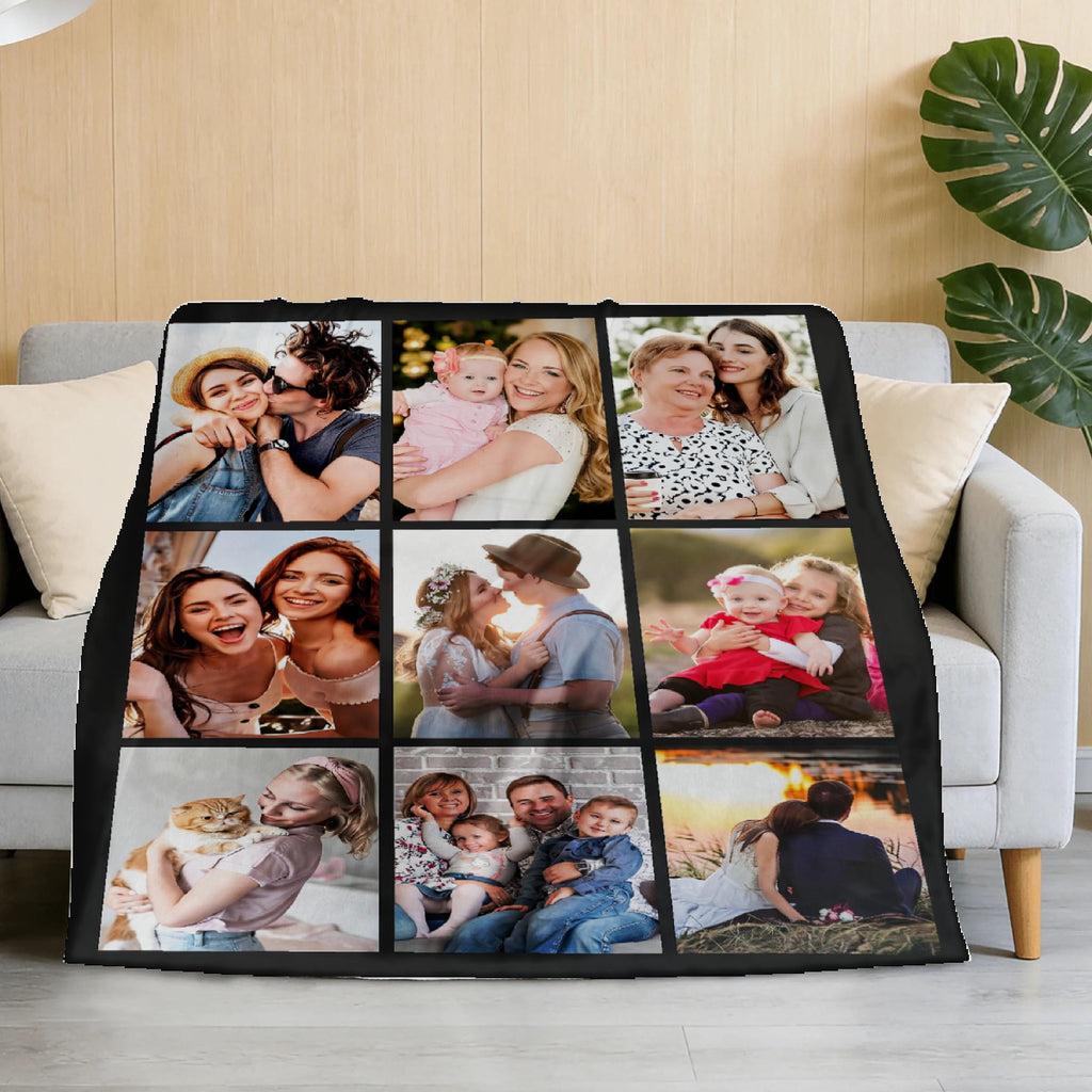 Custom Blanket Throws with Photos Text Personalized with Picture Customizable, Customize for Mom, Dad, Couple, Girlfriend, Boyfriend, Husband & Wife