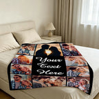 Custom Blanket Throws with Photos Text Personalized with Picture Customizable, Customize for Mom, Dad, Couple, Girlfriend, Boyfriend, Husband & Wife
