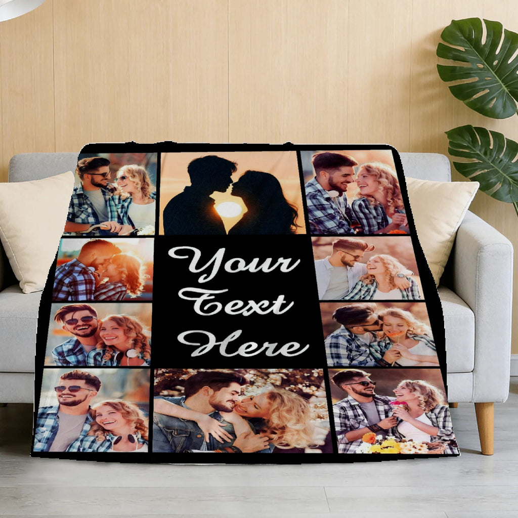 Custom Blanket Throws with Photos Text Personalized with Picture Customizable, Customize for Mom, Dad, Couple, Girlfriend, Boyfriend, Husband & Wife