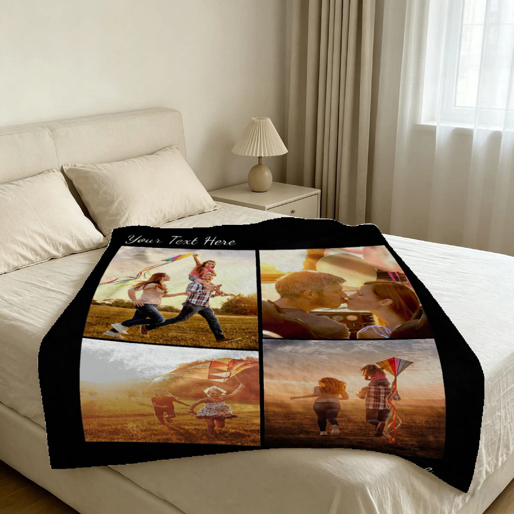 Custom Blanket Throws with Photos Text Personalized with Picture Customizable, Customize for Mom, Dad, Couple, Girlfriend, Boyfriend, Husband & Wife