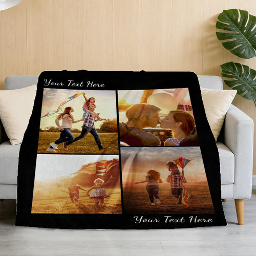Custom Blanket Throws with Photos Text Personalized with Picture Customizable, Customize for Mom, Dad, Couple, Girlfriend, Boyfriend, Husband & Wife