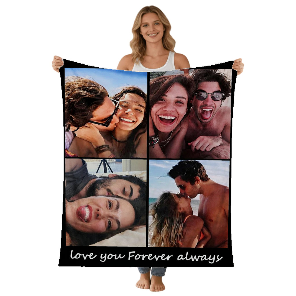 Custom Blanket Throws with Photos Text Personalized with Picture Customizable, Customize for Mom, Dad, Couple, Girlfriend, Boyfriend, Husband & Wife