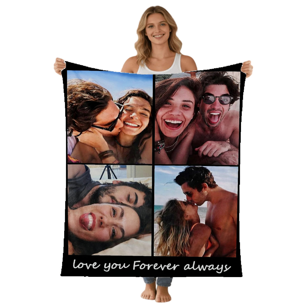 Custom Blanket Throws with Photos Text Personalized with Picture Customizable, Customize for Mom, Dad, Couple, Girlfriend, Boyfriend, Husband & Wife