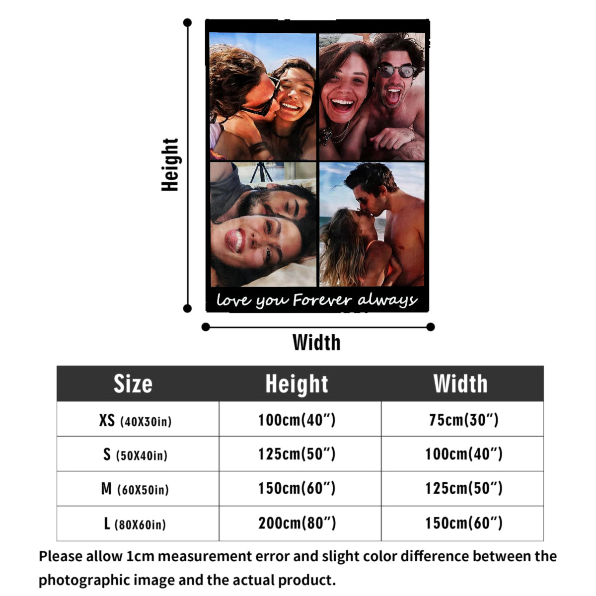 Custom Blanket Throws with Photos Text Personalized with Picture Customizable, Customize for Mom, Dad, Couple, Girlfriend, Boyfriend, Husband & Wife