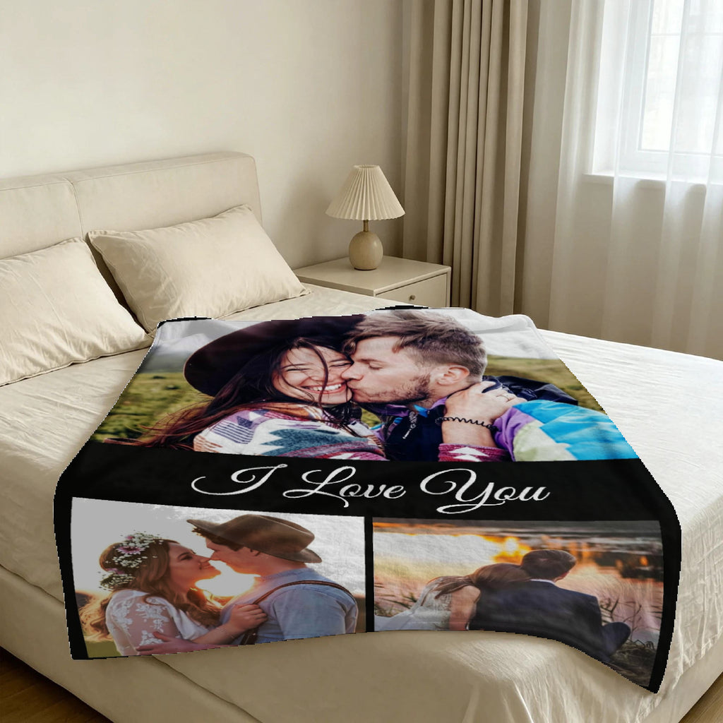 Custom Blanket Throws with Photos Text Personalized with Picture Customizable, Customize for Mom, Dad, Couple, Girlfriend, Boyfriend, Husband & Wife