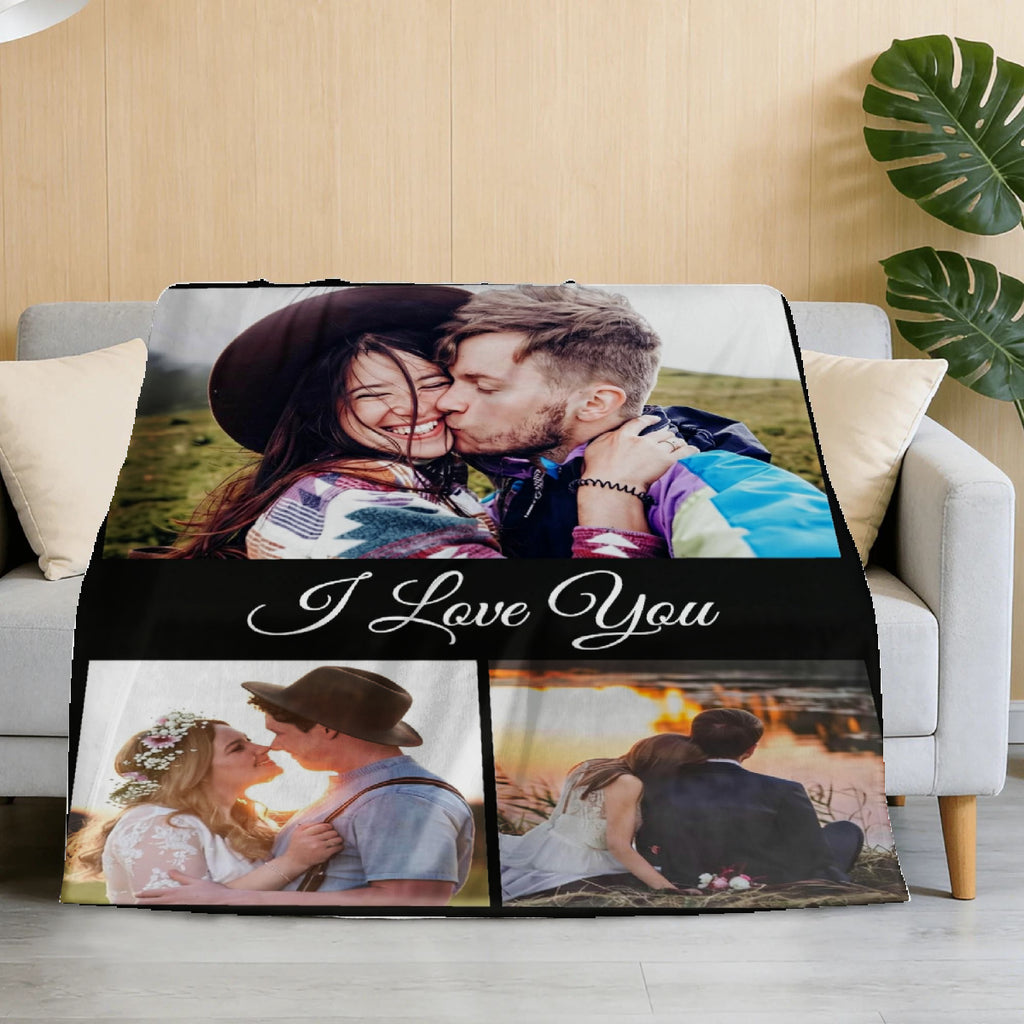 Custom Blanket Throws with Photos Text Personalized with Picture Customizable, Customize for Mom, Dad, Couple, Girlfriend, Boyfriend, Husband & Wife