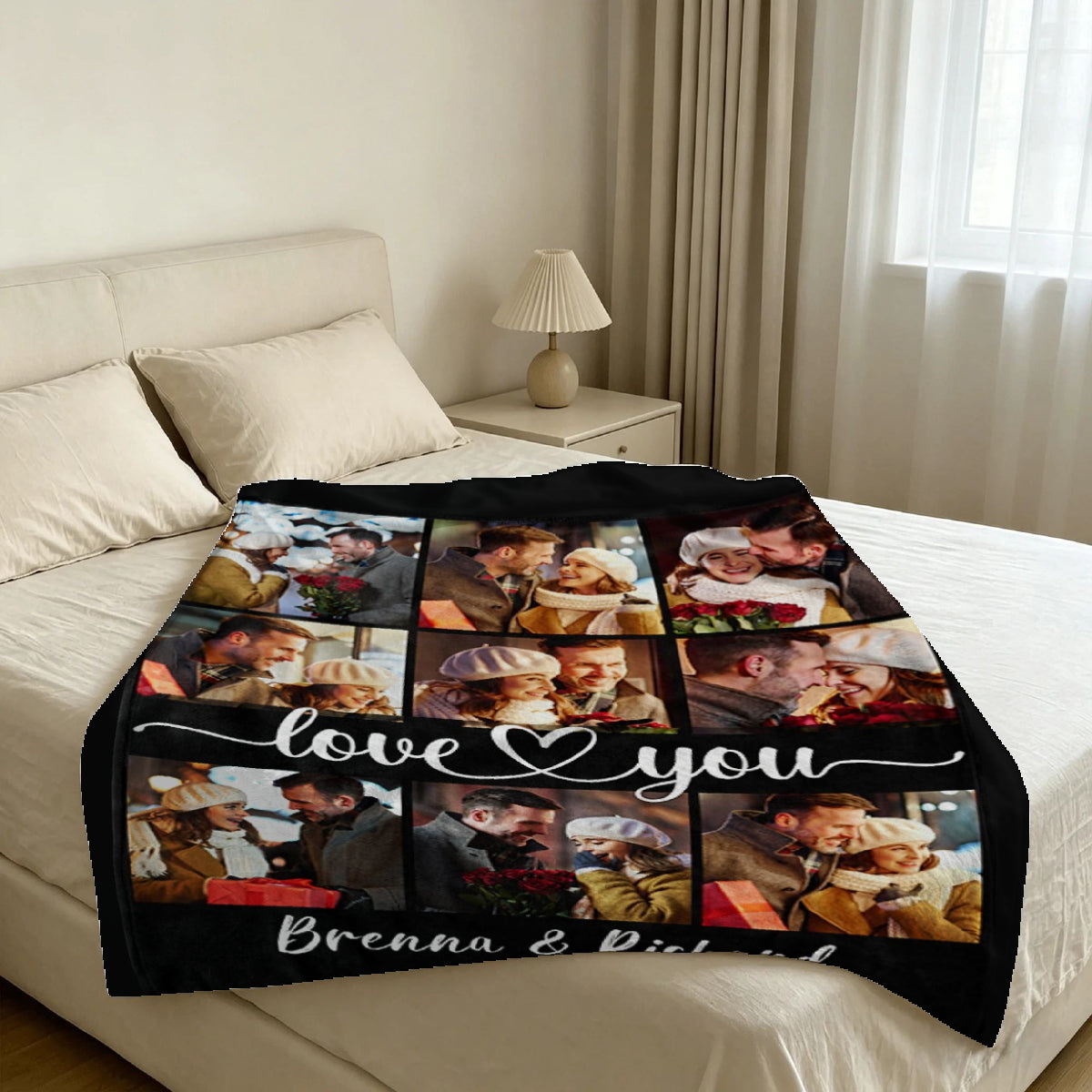 Custom Blanket Throws with Photos Text Personalized with Picture Customizable, Customize for Mom, Dad, Couple, Girlfriend, Boyfriend, Husband & Wife