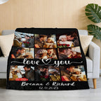 Custom Blanket Throws with Photos Text Personalized with Picture Customizable, Customize for Mom, Dad, Couple, Girlfriend, Boyfriend, Husband & Wife