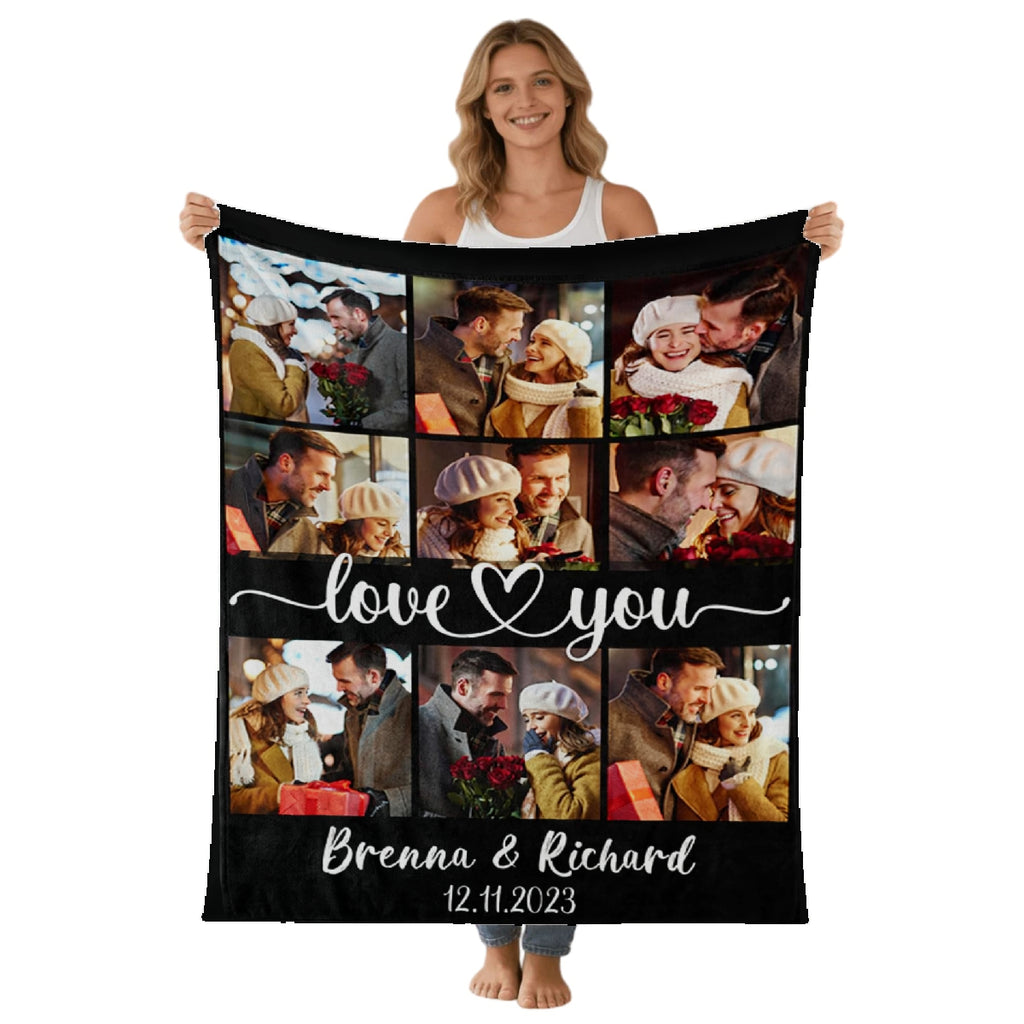 Custom Blanket Throws with Photos Text Personalized with Picture Customizable, Customize for Mom, Dad, Couple, Girlfriend, Boyfriend, Husband & Wife