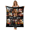 Custom Blanket Throws with Photos Text Personalized with Picture Customizable, Customize for Mom, Dad, Couple, Girlfriend, Boyfriend, Husband & Wife