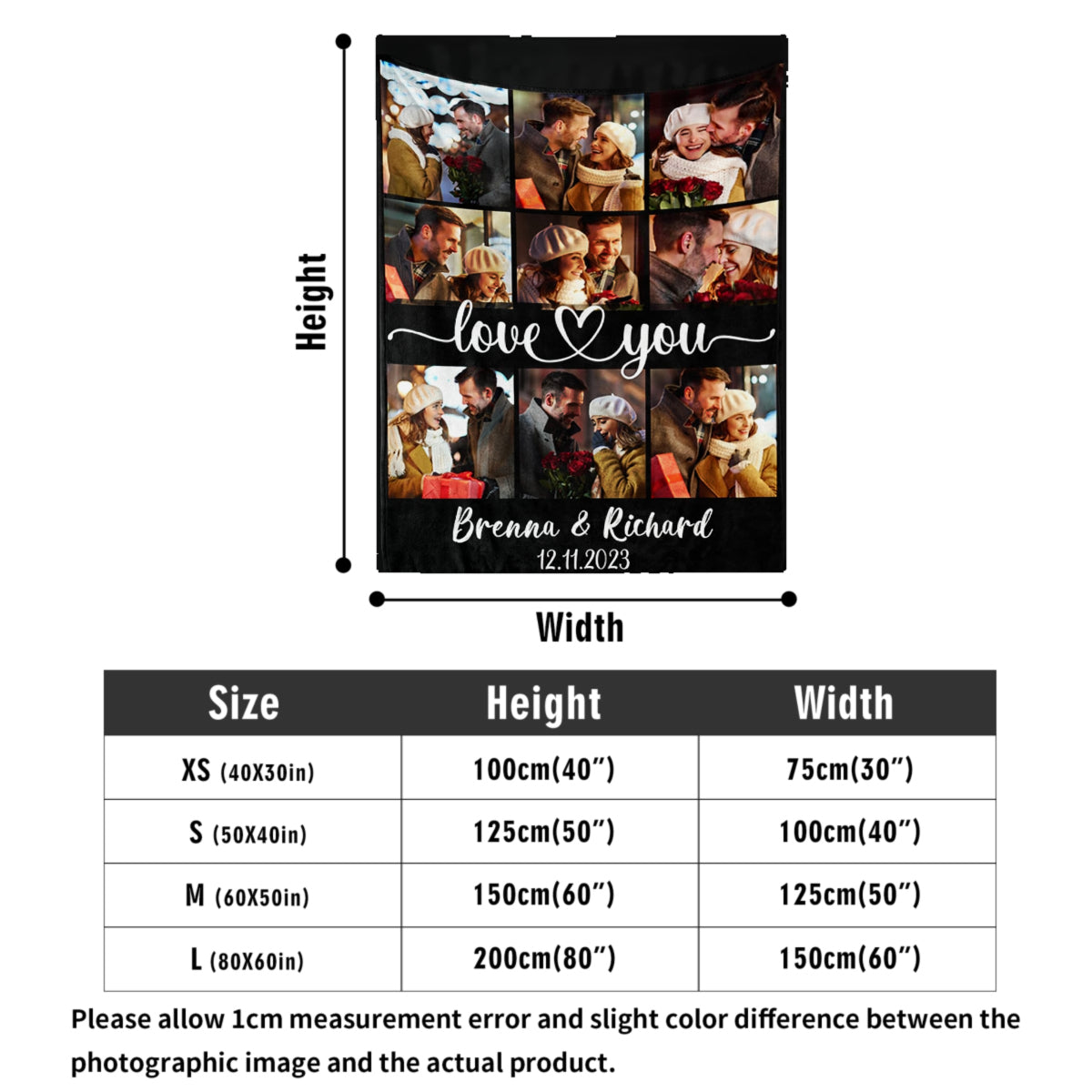 Custom Blanket Throws with Photos Text Personalized with Picture Customizable, Customize for Mom, Dad, Couple, Girlfriend, Boyfriend, Husband & Wife