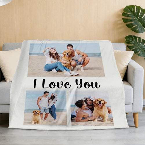 Custom Blanket Throws with Photos Text Personalized with Picture Customizable, Customize for Mom, Dad, Couple, Girlfriend, Boyfriend, Husband & Wife