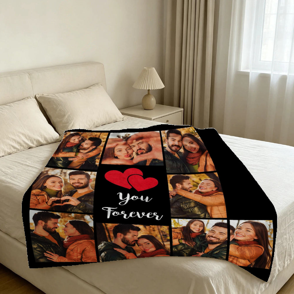 Custom Blanket Throws with Photos Text Personalized with Picture Customizable, Customize for Mom, Dad, Couple, Girlfriend, Boyfriend, Husband & Wife