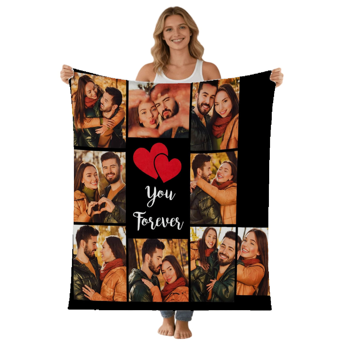 Custom Blanket Throws with Photos Text Personalized with Picture Customizable, Customize for Mom, Dad, Couple, Girlfriend, Boyfriend, Husband & Wife