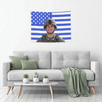 Custom Photo Tapestry – Personalized Flag Wall Hanging, Unique Photo Gift for Couples, Friends & Pet Lovers