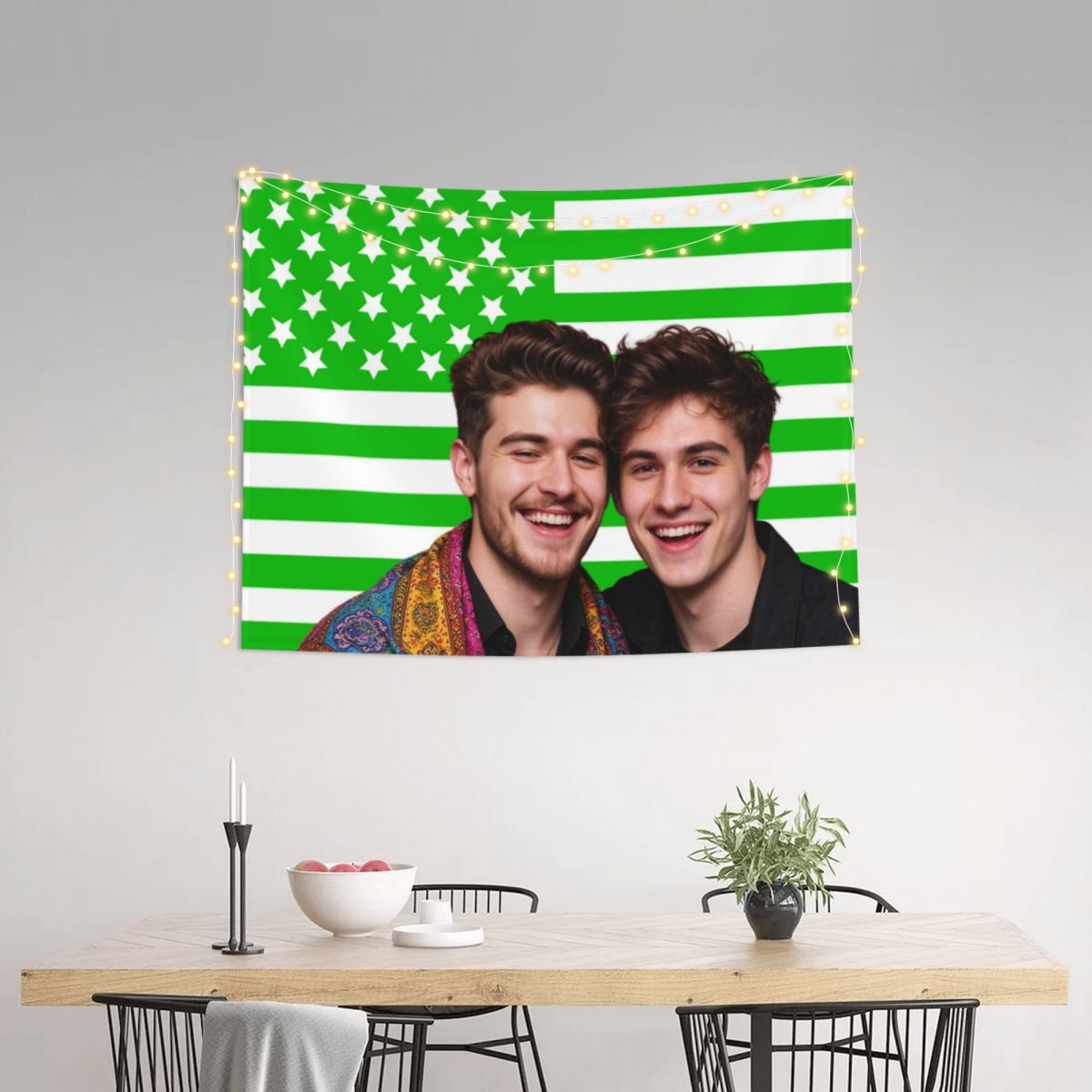 Custom Photo Tapestry – Personalized Flag Wall Hanging, Unique Photo Gift for Couples, Friends & Pet Lovers