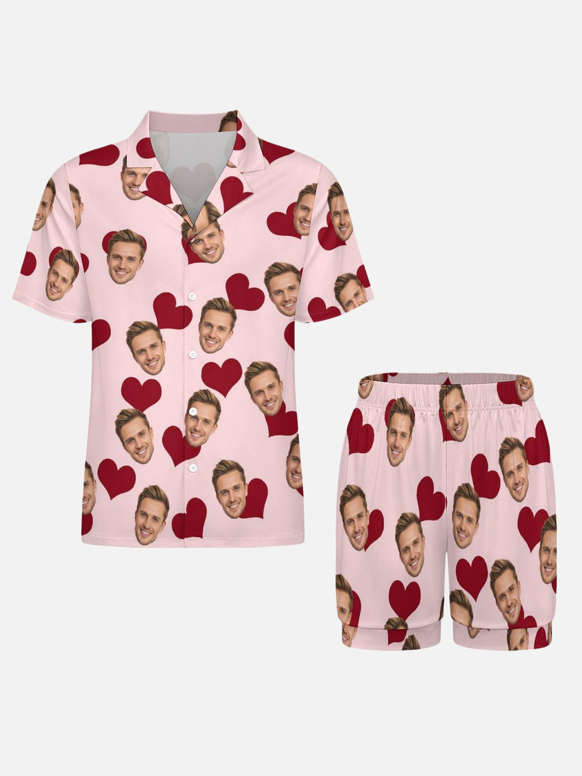 Custom Face Pajama Set with Hearts