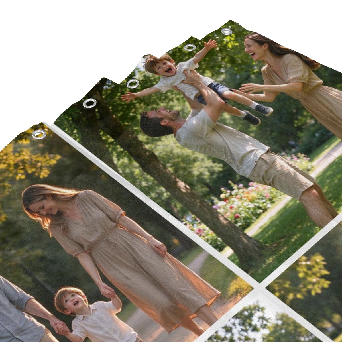 Custom Photo Shower Curtain, Personalized Waterproof Shower Curtain with 12 Hooks, Multiple Sizes, Family Picture Bathroom Decor