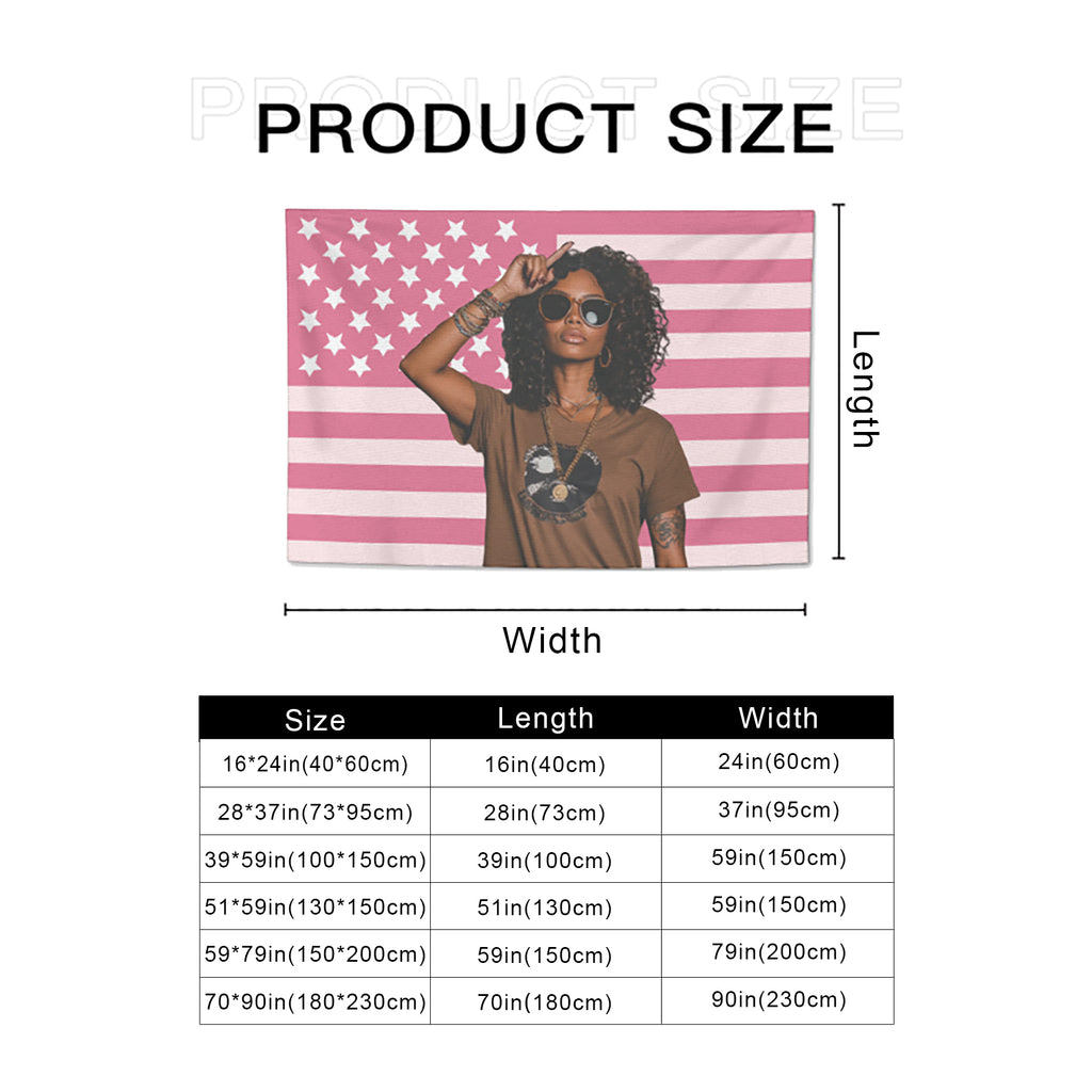 Personalized Custom Photo Tapestry Wall Hanging – Pink Flag Background, Print Your Own Picture, Custom Wall Decor for Bedroom Living Room Dorm