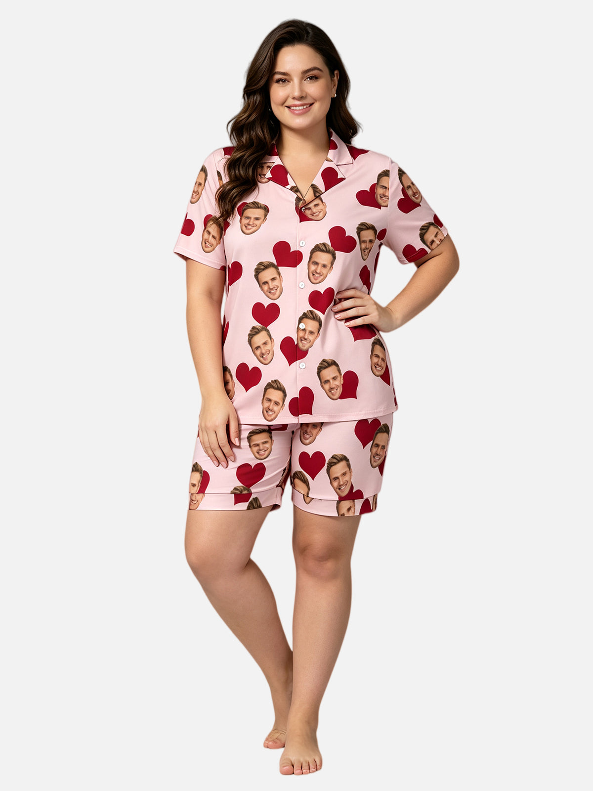 Custom Face Pajama Set with Hearts
